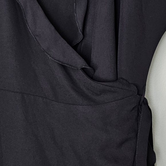 ZARA Trafaluc Collection Ruffled Black Wrap Waist Blouse, Cap Sleeves, XS - Picture 5 of 7